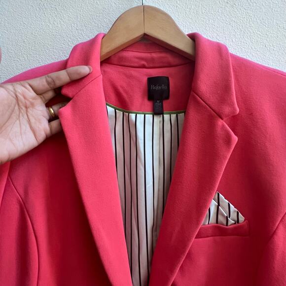 Rafaella Women's Jacket Small Coral Red Blazer One Button Career Preppy Stretch - Picture 6 of 11